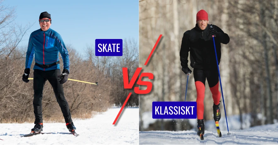 Sammenligning mellom skøyting og klassisk på langrennsski